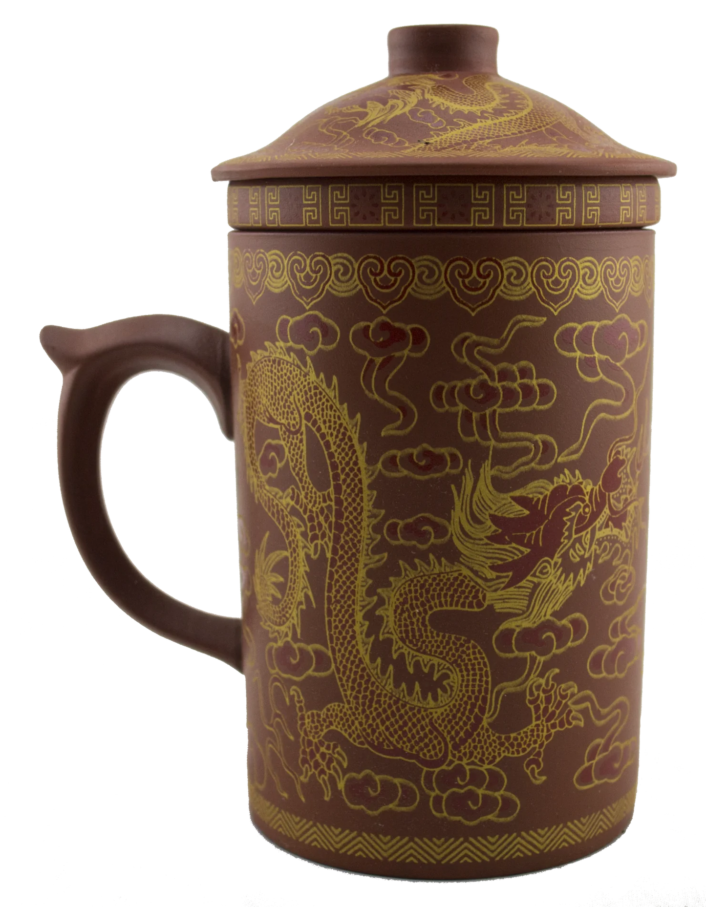 DRAGON PRINT YI XING CLAY MUG WITH STRAINER