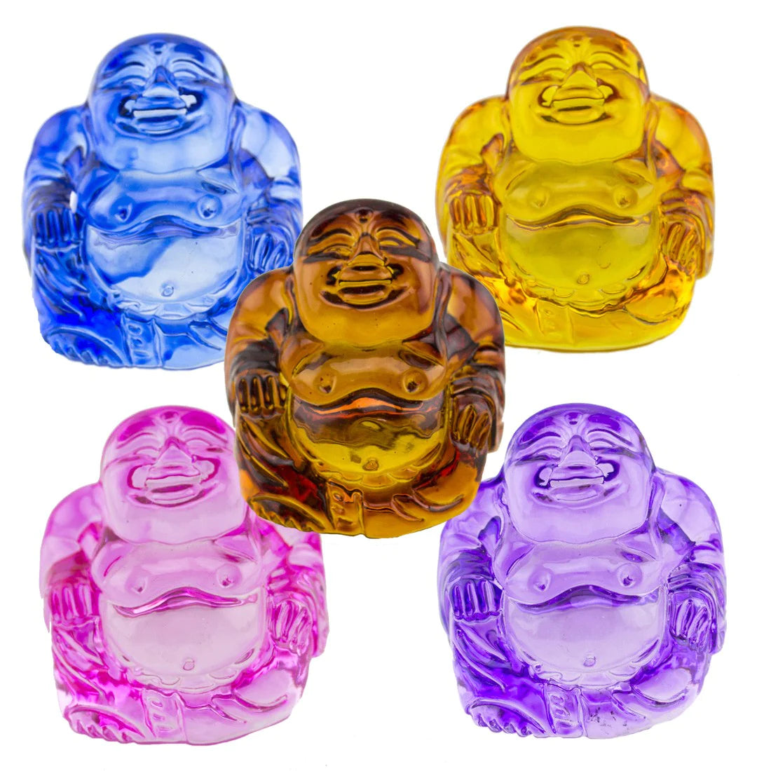 COLORFUL POCKET “CRYSTAL” BUDDHAS – SET OF 5
