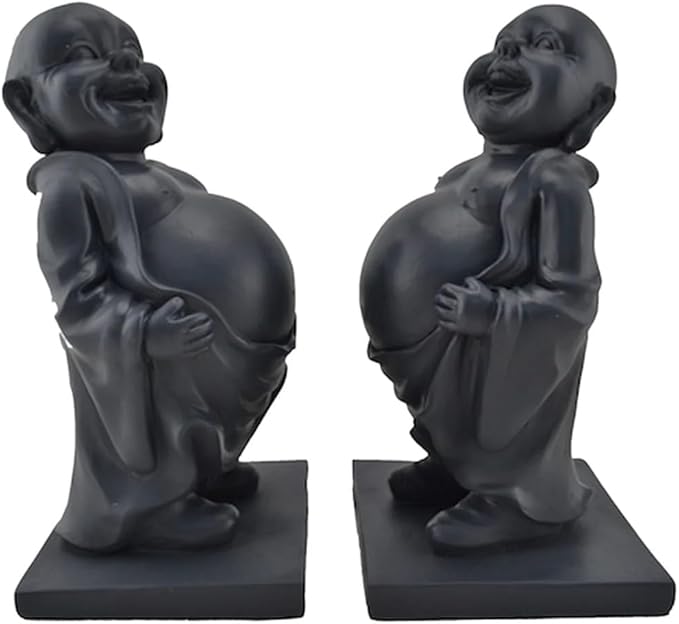 Happy Buddha Bookends, Set of 2